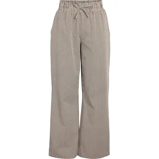 NOISY MAY Gestreifte Culotte-Hose mit Kordelzug und Taschen Größe: XS - Braun