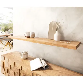 Wandregal Edge 145 cm Akazie Natur gerade Kante Massiv