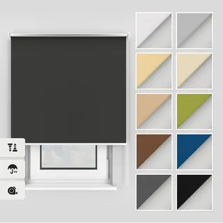 Estika Thermo rollos mit Bohren 80x220 cm Farbe: Graphit, Verdunklungsrollo Deckenmontage und Wandmontage, Thermorollo hitzeschutz, Jalousien Fenster