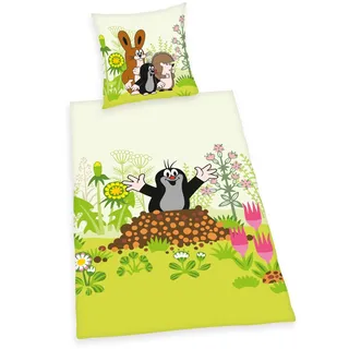 Herding Der kleine Maulwurf Tiere Grün 135 x 200 cm + 80 x 80 cm