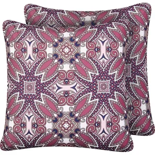 BELIANI Gartenkissen 2er Set Violett Polyester Orientalisch Quadratisch 45x45 cm Wasserabweisend Dekokissen mit Füllung für Garten Terrasse Balkon - Violett, Rosa