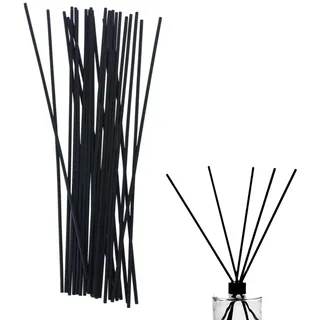 BCHKO 20 Stück Rattanstäbchen für Raumduft, Diffuserstäbchen Rattan Reed Fiber, Aroma Diffuser Stäbchen für ätherische Öle im Home Office Hotel Spa (30 cm x 4 mm) (Schwarz)