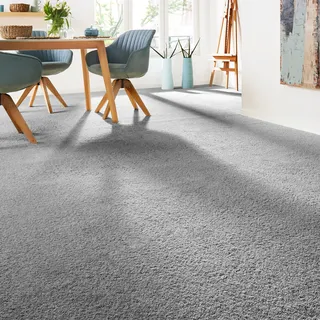 Andiamo Teppichboden »Verona, Velours, Made in Belgium« rechteckig 6 mm Höhe Uni Farben, Breite 400 cm oder 500 cm, strapazierfähig, pflegeleicht, grau