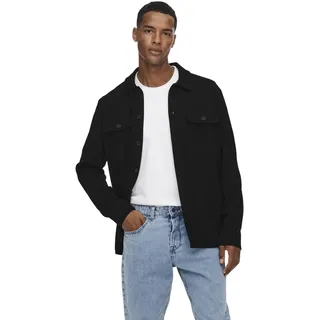 Only & Sons Herren Freizeit Hemd ONSNEWKODYL OVERSHIRT Regular Fit Regular Fit schwarz, 22021279