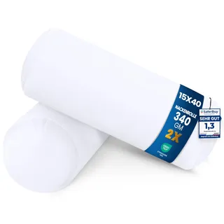 Utopia Bedding Nackenrolle 2er Set, 15x40 cm Kissenrolle Knierolle Zierkissen Sofakissen (Weiß)