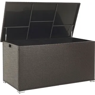 BELIANI Auflagenbox Braun Rattan 155 x 75 cm 770 L mit Deckel für Garten für Terrasse Aufbewahrung Kissenbox - Braun, Schwarz