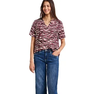 Street One Damen Bluse mit Split Neck und Animal Print