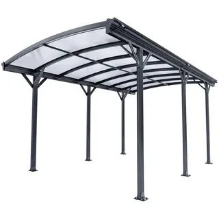 Juskys Einzel-Carport 3,02 x 5,05 m Dunkelgrau inkl. Regenrinne