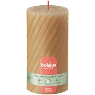 Bolsius Stumpenkerze Rustik geriffelt Ø 6,8 x 13 cm haferbeige - Beige