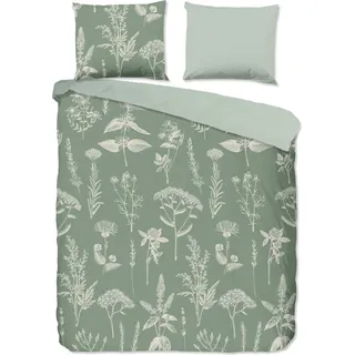 Good Morning Bettbezug "bloemen" - Grün - (260x200/220 cm) - Baumwolle 100% Flanell - Grün