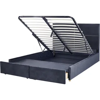 Beliani Bett, mit Stauraum Samtstoff Vernoyes 180 x 200 cm
