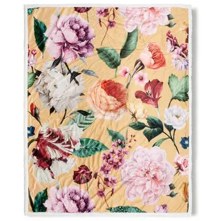 Plaid , Gelb, Goldfarben , Textil , Blume , 130x160 cm , Heimtextilien, Wohntextilien, Decken, Plaids