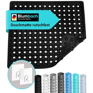 Blumbach® Duschmatte rutschfest 53x53cm - Inkl. 2 Haken zum Aufhängen | 100% BPA-frei, griffige Antirutschmatte Dusche, Badewannenmatte schimmelresistent, Duscheinlage Rutschmatte maschinenwaschbar