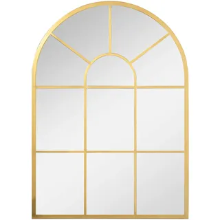 Homcom Wandspiegel Fensterspiegel 70 x 50cm Flurspiegel mit Metallrahmen Hängespiegel für Wohnzimmer, Schlafzimmer, Gold