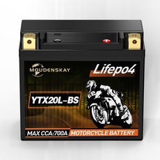 MOUDENSKAY Lithium Motorrad Batterie 12V Lithium Powersports Batterie mit BMS (YTX20L-BS 12.8V 8Ah 700CCA) LiFePO4 Motorrad StarterBatterie für Motorräder, ATV, UTV, Roller, Wasserfahrzeuge, etc