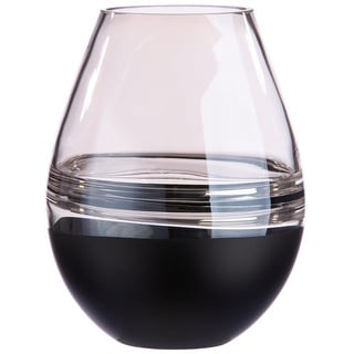 Casablanca Deko Vase Glasvase - Windlicht aus Glas - Deko Wohnzimmer - Farben: Anthrazit Silber - Höhe 23 cm