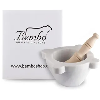 Mörser Aus Marmor Weiss Carrara Marmor Mit Stössel Bembo – Mörser Für Pesto Und Gewürze – Made in Italy - Modell Aus Genua (cm 20)