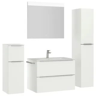 Nobilia Badezimmer , Schwarz, Weiß , Metall , 5-teilig , 5 Fächer , 3,2 Schubladen , F , 141 cm , Goldenes M, Made in Germany , Griffeauswahl, hängend, Zusatzausstattung erhältlich, Typenvielfalt , Badezimmer, Badmöbelsets & Badmöbelserien, Badmöbel-Sets