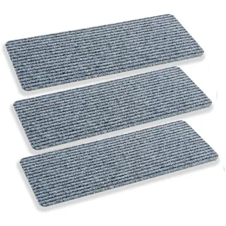 Schmale rutschfeste Fußmatte innen pflegeleicht - Silber 3er Set 25 x 60cm | Langlebige Schmutzfangmatte strapazierfähig Türmatte wasserabweisend Fußabtreter antistatisch Schuhparkplatz schmutzabweisend
