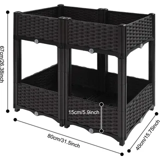 Hochbeet, vertikales Design, langlebige Konstruktion, schwarz - Schwarz