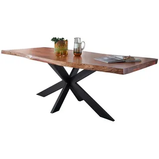 Livetastic Esstisch , Akaziefarben , Holz , Akazie , massiv , rechteckig , X-Form , 100x76x200 cm , Holzmöbel, Holztische, Esstische Holz, Massivholztische