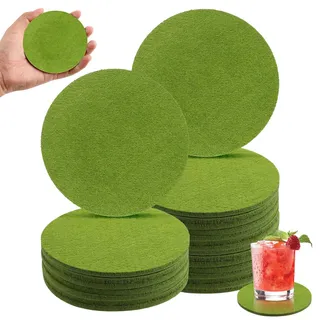 30 Stück Rund Filzuntersetzer 10cm, 4mm Dick Grün Rutschfester Filzunterlage Glasuntersetzer Filz Tischuntersetzer Topfuntersetzer für Becher Bier Tisch Bar Gläser Flaschen