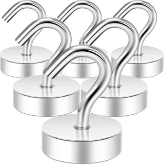 Neosmuk Magnethaken,18kg Magnet Haken Extra Stark für Spind Organizer,Neodym Magnete,Haken Magnetisch Sehr Stark für Werkstatteinrichtung,Heckzelt,Grill,Kleiderhaken,Silber