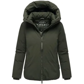 Navahoo Damen, Warme Winterjacke mit 2-Wege-Reißverschluss Blütenlicht 14 Dark Olive Gr. XL - XL