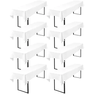 8 Stück Tischdecke Bierzeltgarnitur 100 x 250cm Biertisch Tischdecke wasserdichte Polyester Bierbank Tischdecken für 50 und 70cm Biertische, Rechteckige Tischdecken für Hochzeitsfeiern(Weiß)
