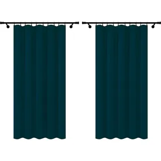 Vorhänge aus Velours mit Kräuselband 140x160 cm 2 Stücke Dunkelblau Fertige Gardinen