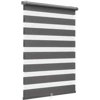 Sekey Doppelrollo Klemmfix ohne Bohren Doppelrollo Duo Rollo Schnurlos Rollo Faltrollo 95x130cm, Dunkelgrau