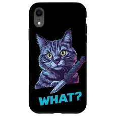 Hülle für iPhone XR Katze Messer Design Witzige Tier Katzen