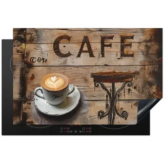 MuchoWow Herdabdeckplatte Cafe - Holz - Kaffee - Regale 80x52 cm , Kunststoff , Rechteckig , 80x0.2x52 cm , Made in Europe , Küchen, Küchenelektrogeräte, Herde, Herdabdeckplatten