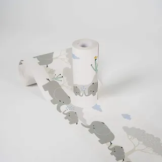 A.S. Création Borte selbstklebend Elefanten Kinderzimmer 5 m x 15 cm Weiß-Grau