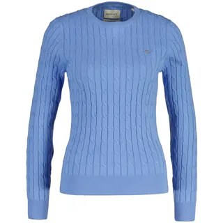 Sweater GANT "Strickpullover STRETCH COTTON CABLE C-NECK", Damen, Gr. M, blau (blau (hydrangea)), Obermaterial: 88% Baumwolle CO. 10% Polyamid PA. 2% Elasthan EL., Sweatshirts Sweater