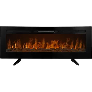 Elektrokamin 152cm Elektroheizung Einbau Wandkamin Kamin LED Dekokamin Schwarz - Schwarz