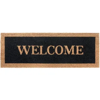HANSE HOME Kokos Fußmatte Schmal für Innen - Schmutzfangmatte Natur, Kokosmatte Welcome, Fußabtreter rutschfest für Flur, Terrasse, Eingangsbereich - 27x70cm