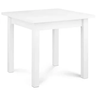 Konsimo Esstisch Esszimmertisch Küchentisch quadratisch "SALUTO", Weiß, Buchenholz/Laminat, Modern, 80-110x76x80 cm - Weiß