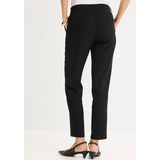 Anzughose BONPRIX "Anzugshose", Damen, Gr. 44, K-Gr, schwarz (schwarz (länge: kurz)), Obermaterial: 76% Polyester, 22% Viskose, 2% Elasthan, slim fit, Hosen Anzughose, aus Polyester, Viskose und Elasthan, schmale Passform