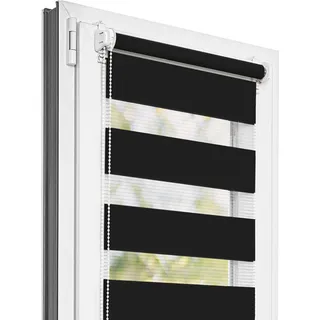 Estika Doppelrollo Klemmfix - 130 x 150 cm - Schwarz - Duo Rollo ohne Bohren - Schwarz