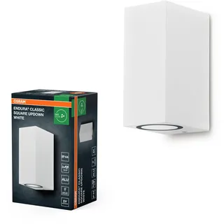 Osram ENDURA Classic Square Updown Außen-Wandleuchte, weiß, GU10-Sockel (max 35W), kann mit einfacher oder smarter Lampe bestückt werden, Down oder Up/Down Leuchtenvariante, Schutzklasse IP44