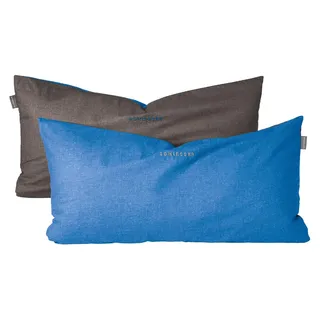 SCHIESSER Kissenhüllenset Doubleface | Zweifarbig | Renforcé | 2-teilig | 100% Baumwolle | Angenehm weich & glatt | YKK-Reißverschluss | 40x80 cm | Blau-Dunkelgrau - Blau