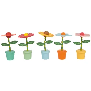 small foot Drückfiguren Blumen, 10 Holzfiguren im bunten Blumen-Design, im praktischen Display, für Kinder ab 3 Jahren, 12720