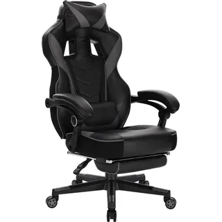 Bolt Edge Gamingstuhl – Schwarz Kunstleder – Ergonomisch – Höhenverstellbar – Mit Fußstütze – Gaming- und Bürostuhl - Schwarz