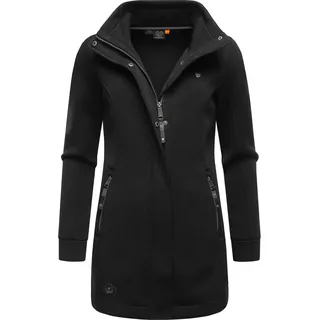 Kurzjacke RAGWEAR "Sweatjacke Letrice Bonded", Damen, Gr. XS, schwarz, Obermaterial: 100% Polyester PES.  Futter: 100% Polyester PES., tailliert Po-bedeckend, hoch geschlossener Ausschnitt, Ärmel ohne Ärmelschlitz normaler Saum, Jacken Kurzjacke, Elegante Zip-Jacke mit hohem Kragen in Feinstrickoptik