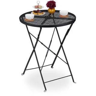 Relaxdays Gartentisch Ø 60,5 x 71,5 cm Schwarz