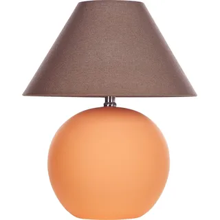 BELIANI Tischlampe Orange Keramiksockel Leinenschirm 41 cm Textiltrommel Nachttisch Wohnzimmer Schlafzimmer Beleuchtung Traditionell - Orange, Braun