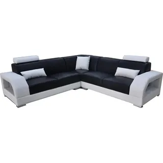 XXL Couch Ecksofa Leder Wohnlandschaft Garnitur Design Modern Sofa L-Form G8001B - Schwarz