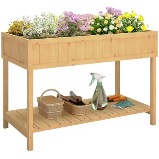 Outsunny Hochbeet 8 Fächer 110 x 46 x 76 cm Naturholz