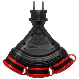 Plastrol Tragbarer Verteiler Schwarz-Rot R-X3/44S IP44 3×2P+E 16A 250V Schuko